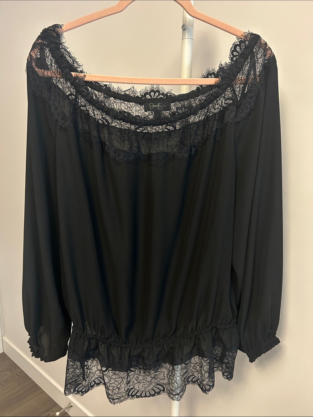 Jessica Simpson Black Lace Trim Camisole Top